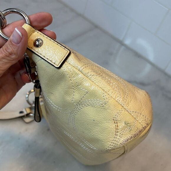 Coach Bag Purse Handbag Y2K Leather Signature Stripe Logo Patent Crossbody Bag - Picture 8 of 16